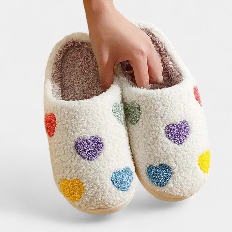 Gleame.-Sloffen-Gleame Dames Pantoffels - Zachte sloffen met kleurrijke hartjes en comfortabele pasvorm