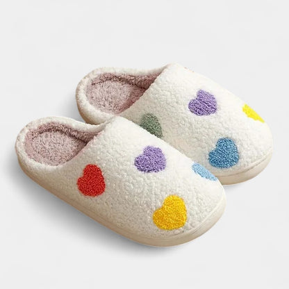 Gleame.-Sloffen-Gleame Dames Pantoffels - Zachte sloffen met kleurrijke hartjes en comfortabele pasvorm