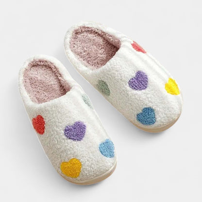 Gleame.-Sloffen-Gleame Dames Pantoffels - Zachte sloffen met kleurrijke hartjes en comfortabele pasvorm