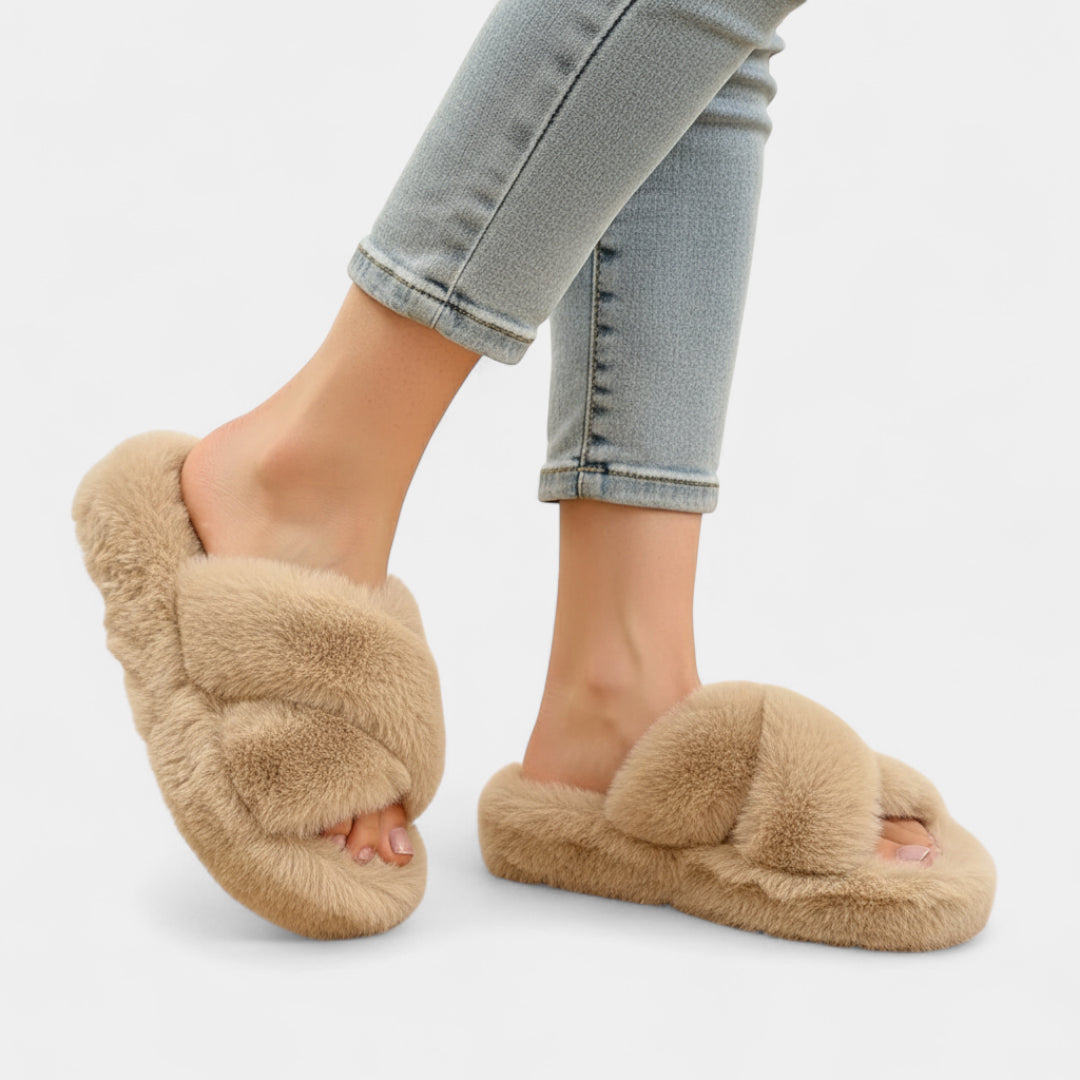 Gleame.-Sloffen-Gleame Dames Slippers – Open pantoffels met dubbele band en zachte voering