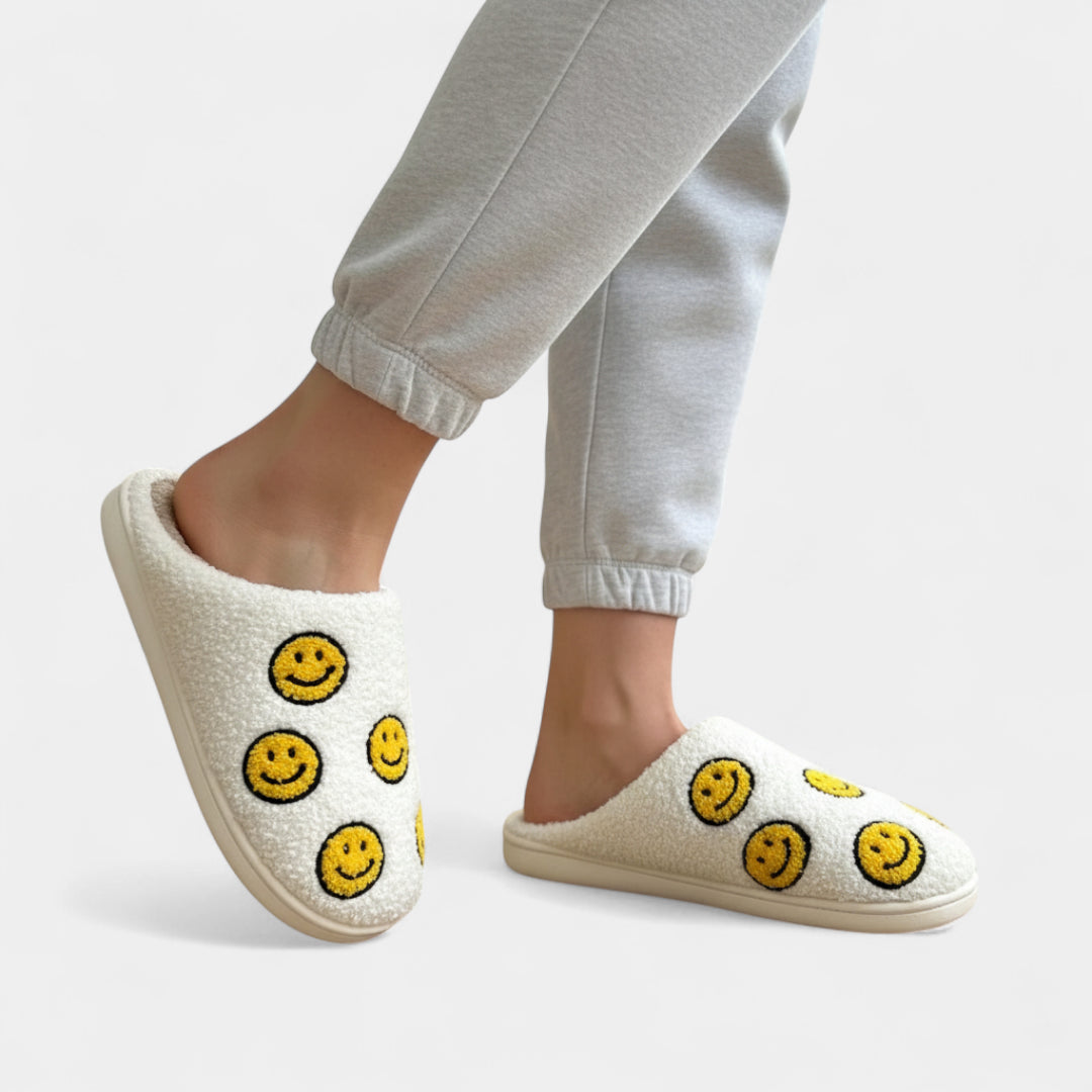 Gleame.-Sloffen-Gleame Damespantoffels - Warme pantoffels met vrolijk gezichtjespatroon