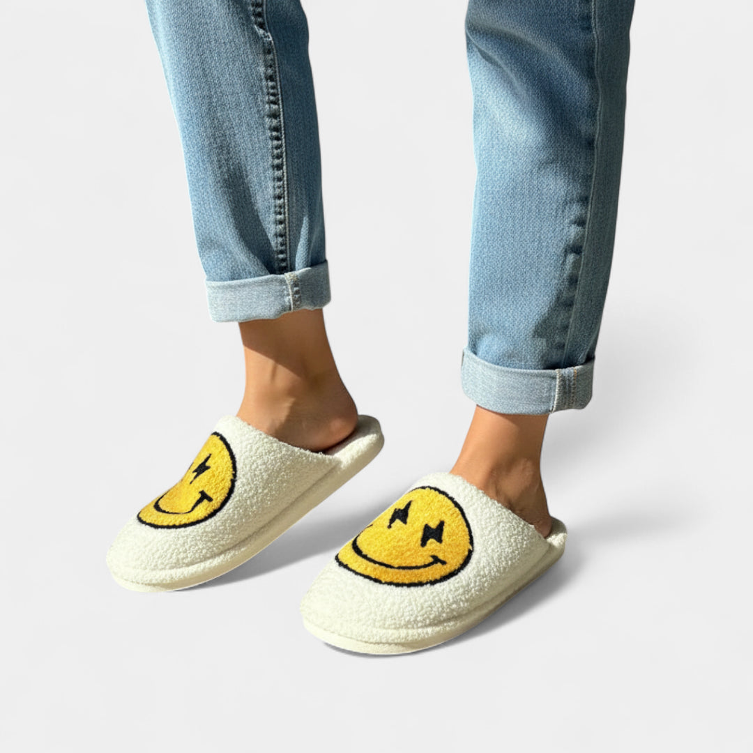 Gleame.-Sloffen-Gleame Damespantoffels - Warme pantoffels met bliksem smiley patroon