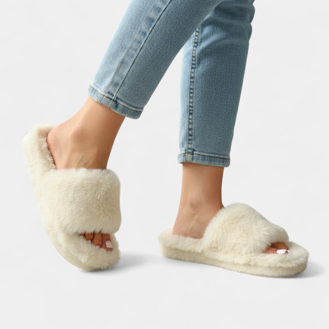 Gleame.-Sloffen-Gleame Damespantoffels - Zachte pantoffels met open hiel en pluche afwerking