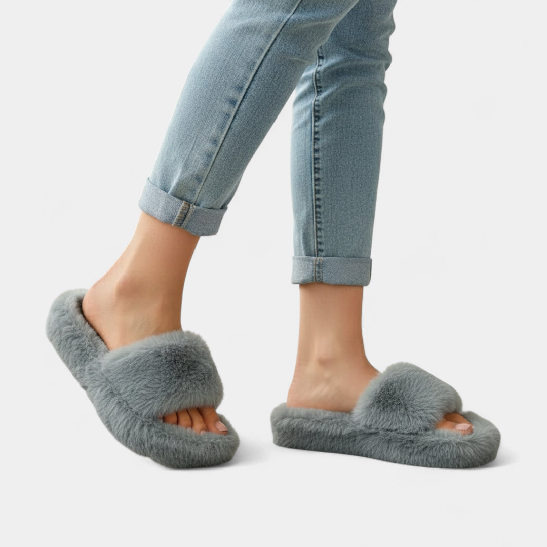 Gleame.-Sloffen-Gleame Damespantoffels - Zachte pantoffels met open hiel en pluche afwerking