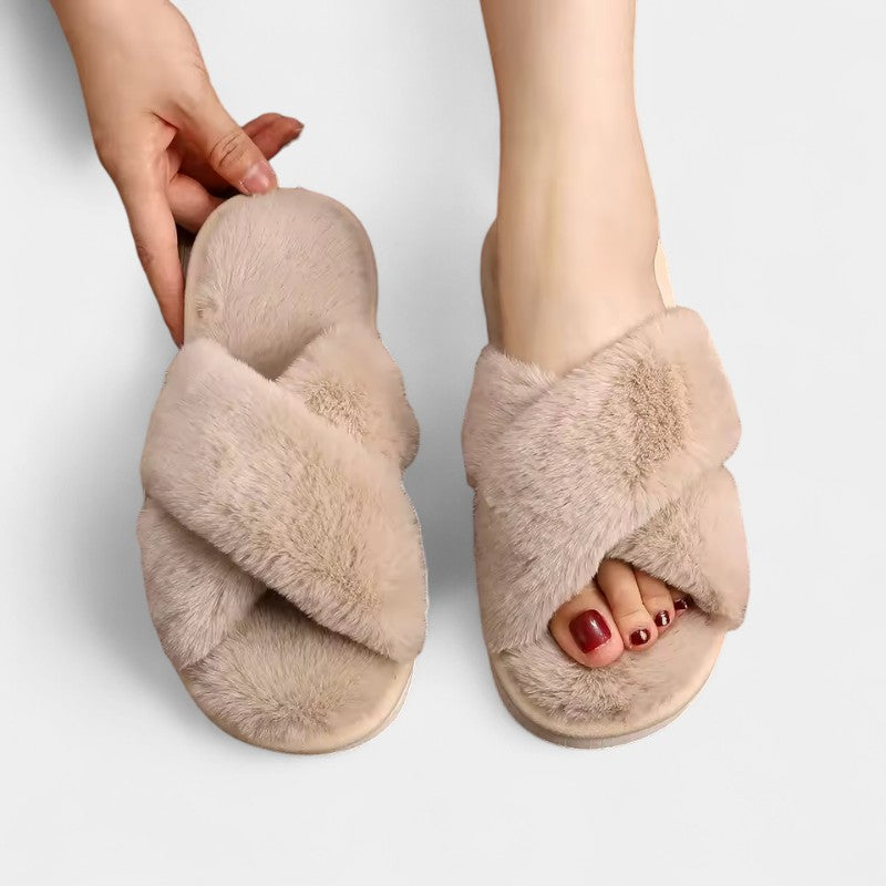 Gleame.-Sloffen-Gleame Pantoffels Dames - Zachte pantoffels met gekruiste band en comfortabele voering