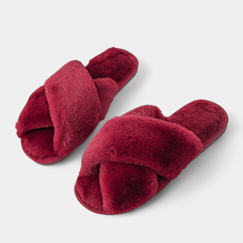 Gleame.-Sloffen-Gleame Pantoffels Dames - Zachte pantoffels met gekruiste band en comfortabele voering