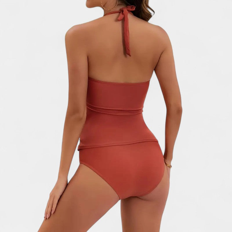 Gleame.-Swimwear-Gleame Dames V-hals zwemkleding - Stijlvolle hoge taille set