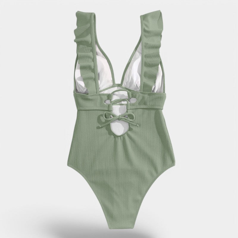Gleame.-Swimwear-Gleame Monokini - One piece vrouwen ruffle push up badpak