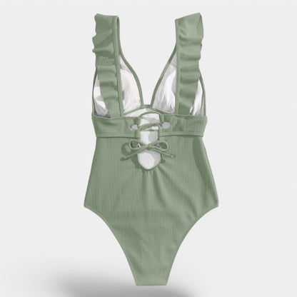 Gleame.-Swimwear-Gleame Monokini - One piece vrouwen ruffle push up badpak