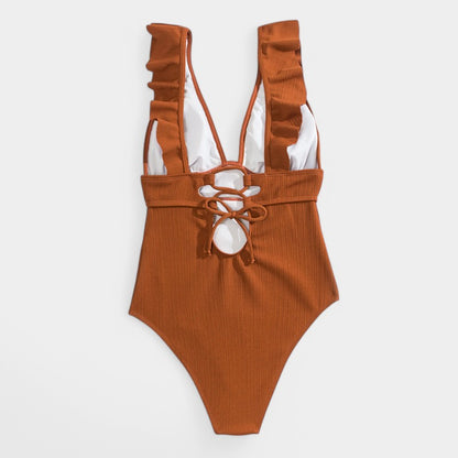 Gleame.-Swimwear-Gleame Monokini - One piece vrouwen ruffle push up badpak