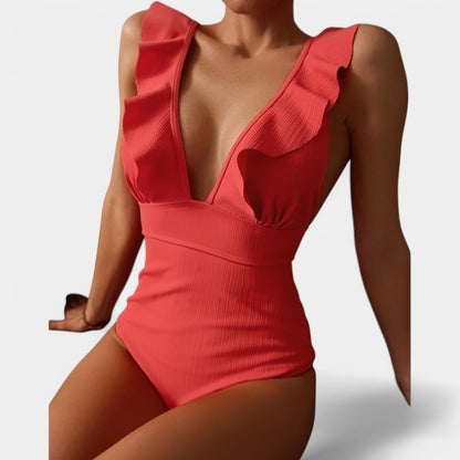 Gleame.-Swimwear-Gleame Monokini - One piece vrouwen ruffle push up badpak