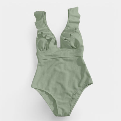 Gleame.-Swimwear-Gleame Monokini - One piece vrouwen ruffle push up badpak