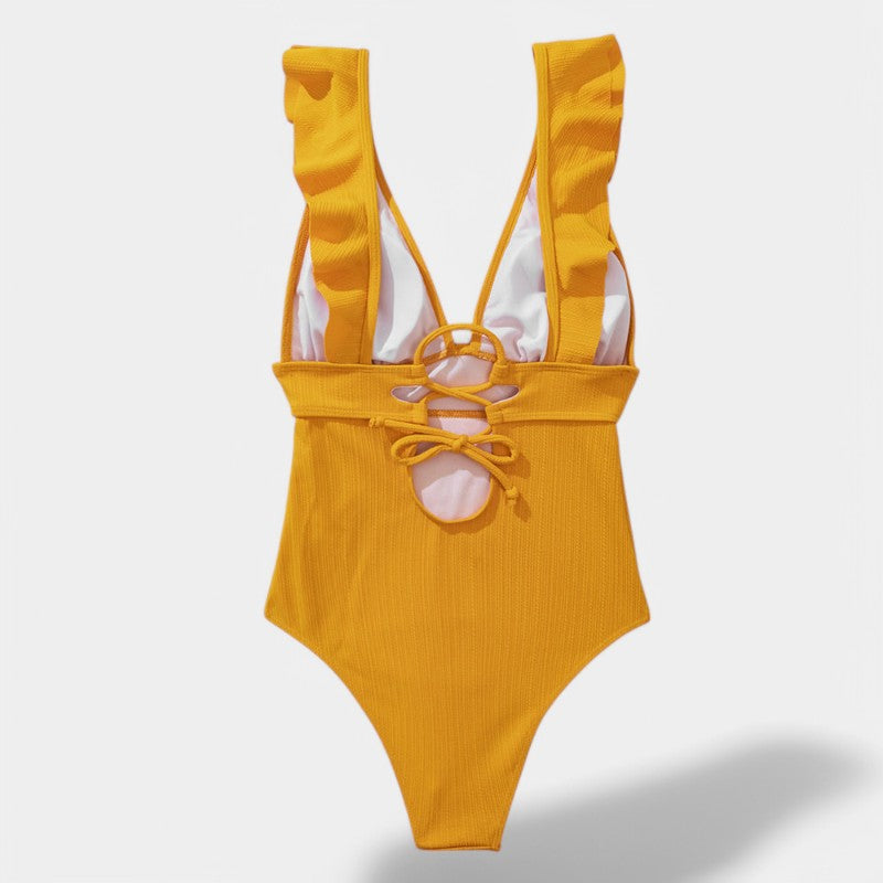 Gleame.-Swimwear-Gleame Monokini - One piece vrouwen ruffle push up badpak