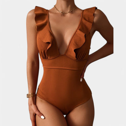 Gleame.-Swimwear-Gleame Monokini - One piece vrouwen ruffle push up badpak