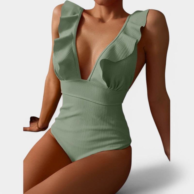 Gleame.-Swimwear-Gleame Monokini - One piece vrouwen ruffle push up badpak