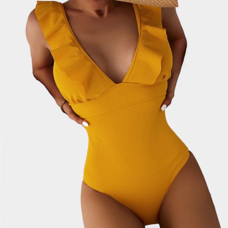 Gleame.-Swimwear-Gleame Monokini - One piece vrouwen ruffle push up badpak