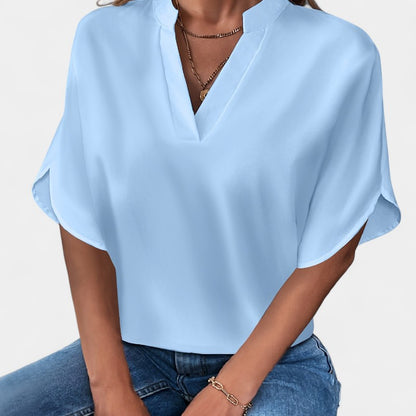 Gleame.-T-shirts &amp; hemden-Gleame Blouse - Casual met V-hals en korte mouwen