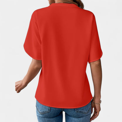 Gleame.-T-shirts &amp; hemden-Gleame Blouse - Casual met V-hals en korte mouwen