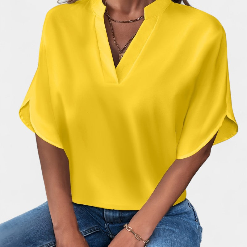 Gleame.-T-shirts &amp; hemden-Gleame Blouse - Casual met V-hals en korte mouwen