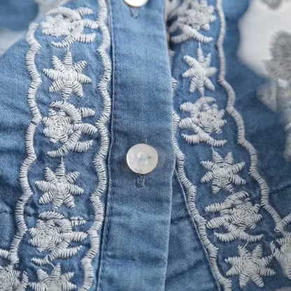 Gleame.-T-shirts &amp; hemden-Gleame Cardigan - Boho lange mouwen met bloemenprint en denim