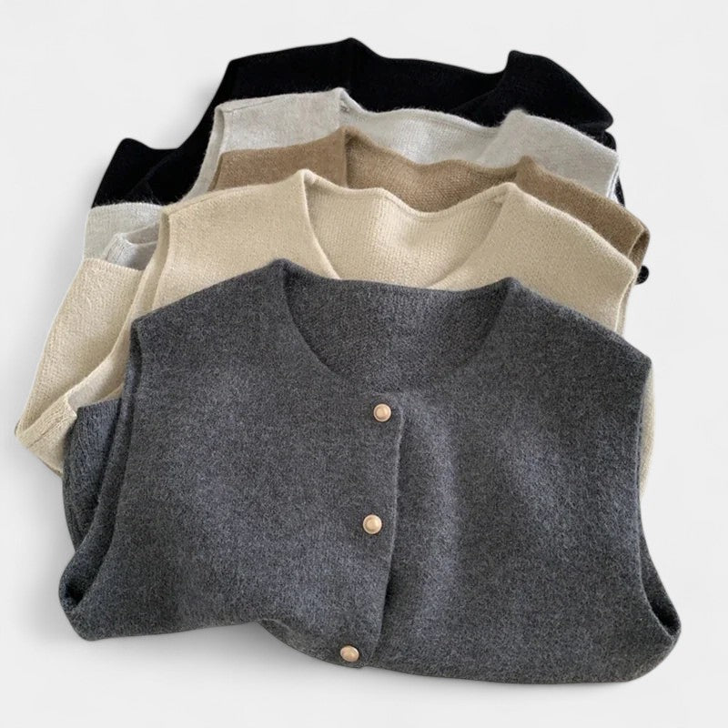 Gleame.-T-shirts &amp; hemden-Gleame Cardigan - Elegante gebreide mouwloze casual trui