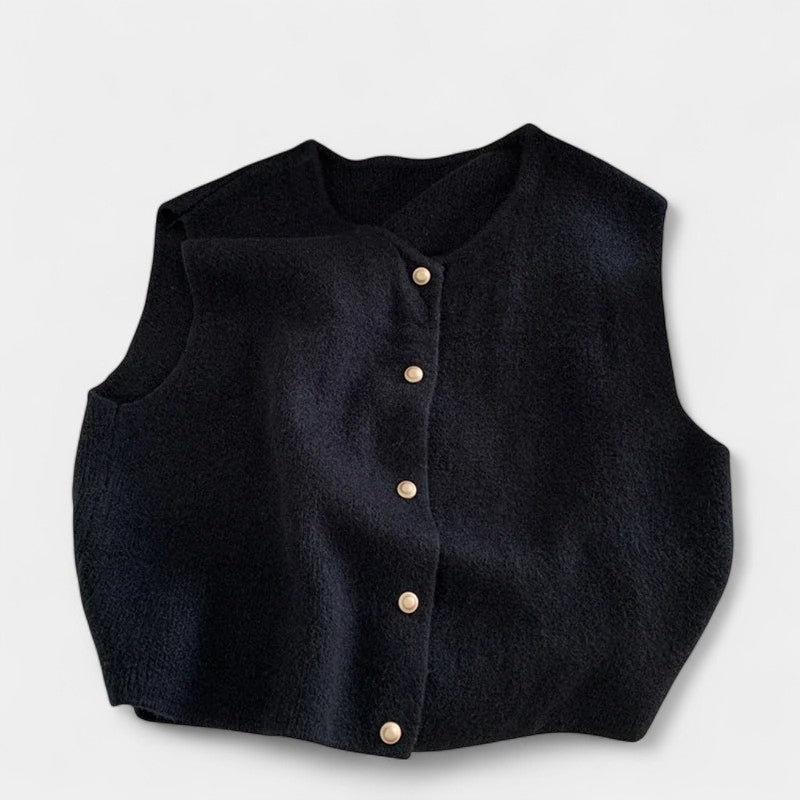 Gleame.-T-shirts &amp; hemden-Gleame Cardigan - Elegante gebreide mouwloze casual trui