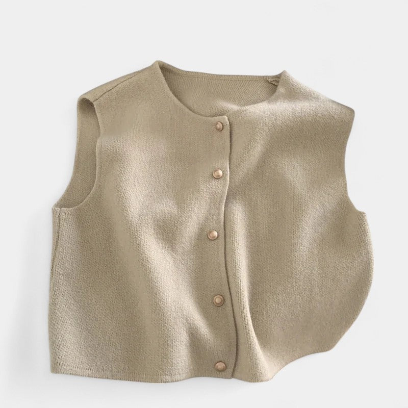 Gleame.-T-shirts &amp; hemden-Gleame Cardigan - Elegante gebreide mouwloze casual trui