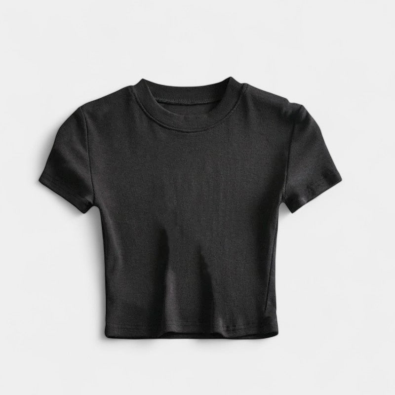 Gleame.-T-shirts &amp; hemden-Gleame Crop top - Slim fit met korte mouwen en ronde hals