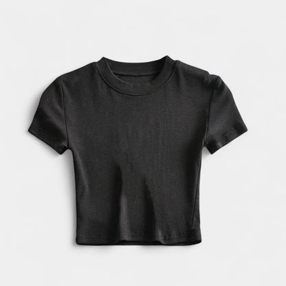 Gleame.-T-shirts &amp; hemden-Gleame Crop top - Slim fit met korte mouwen en ronde hals