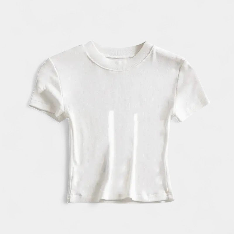 Gleame.-T-shirts &amp; hemden-Gleame Crop top - Slim fit met korte mouwen en ronde hals