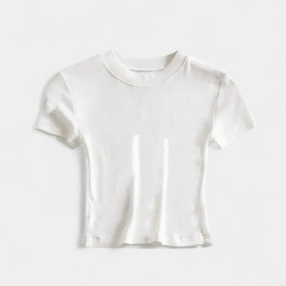 Gleame.-T-shirts &amp; hemden-Gleame Crop top - Slim fit met korte mouwen en ronde hals