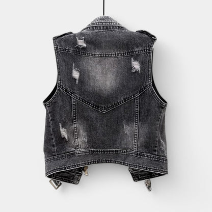 Gleame.-T-shirts &amp; hemden-Gleame Denimvest - Mouwloos gilet in spijkerstof