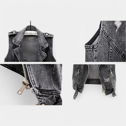 Gleame.-T-shirts &amp; hemden-Gleame Denimvest - Mouwloos gilet in spijkerstof