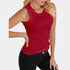 Gleame.-T-shirts & hemden-Gleame Mouwloos Shirt - Knitted shirt met ronde hals in effen kleur