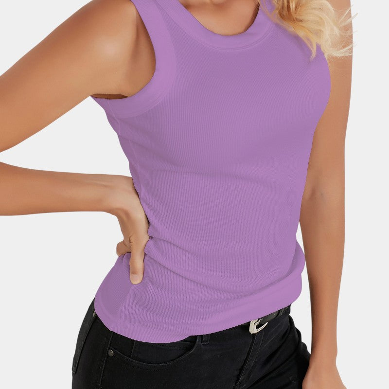 Gleame.-T-shirts &amp; hemden-Gleame Mouwloos Shirt - Knitted shirt met ronde hals in effen kleur
