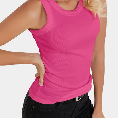Gleame.-T-shirts &amp; hemden-Gleame Mouwloos Shirt - Knitted shirt met ronde hals in effen kleur