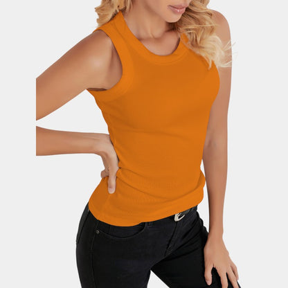 Gleame.-T-shirts &amp; hemden-Gleame Mouwloos Shirt - Knitted shirt met ronde hals in effen kleur