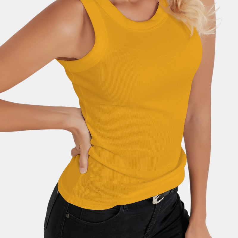 Gleame.-T-shirts &amp; hemden-Gleame Mouwloos Shirt - Knitted shirt met ronde hals in effen kleur