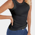 Gleame.-T-shirts & hemden-Gleame Mouwloos Shirt - Knitted shirt met ronde hals in effen kleur