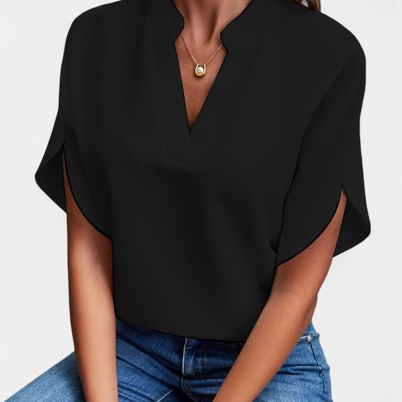 Gleame.-T-shirts &amp; hemden-Gleame Shirt - Elegante losse V-hals blouse voor dames