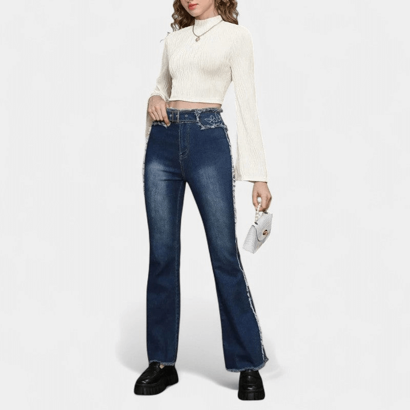 Gleame Shirt met lange flare mouwen - Korte top voor vrouwen met lange wijde mouwen
