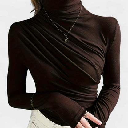 Gleame.-T-shirts &amp; hemden-Gleame T-shirt - Elegante longsleeve met hoge hals voor dames