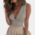 Gleame.-T-shirts & hemden-Gleame Top - Chic dames top met ruches en V-hals