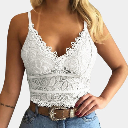 Gleame.-T-shirts &amp; hemden-Gleame Top - Sexy V-hals kant top zonder mouwen voor vrouwen