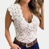 Gleame.-T-shirts & hemden-Gleame Top - Sexy V-hals kant top zonder mouwen voor vrouwen