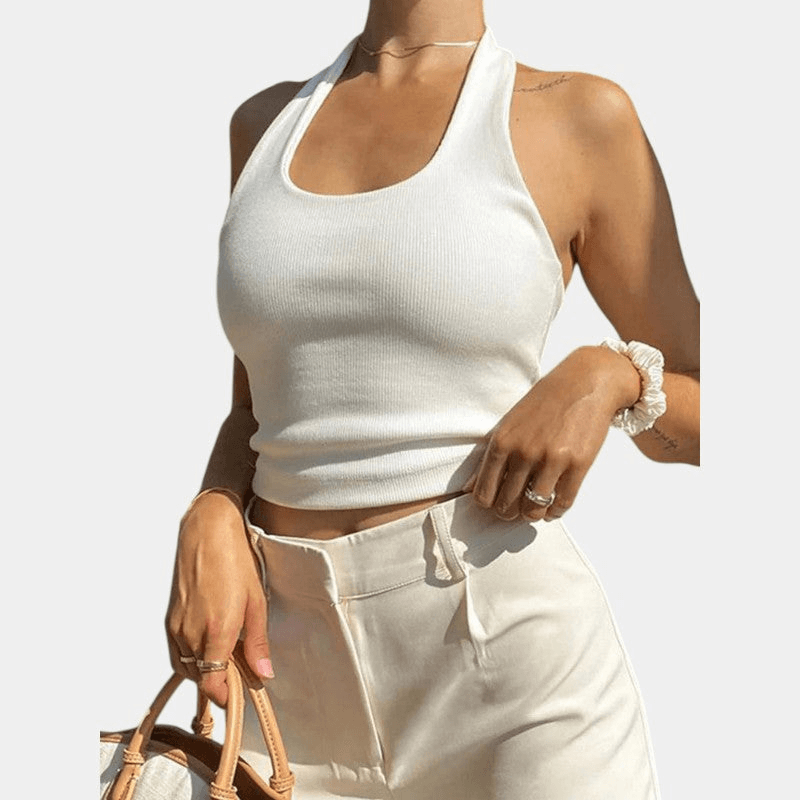 Gleame Top - Zwarte of witte haltertop voor de zomer