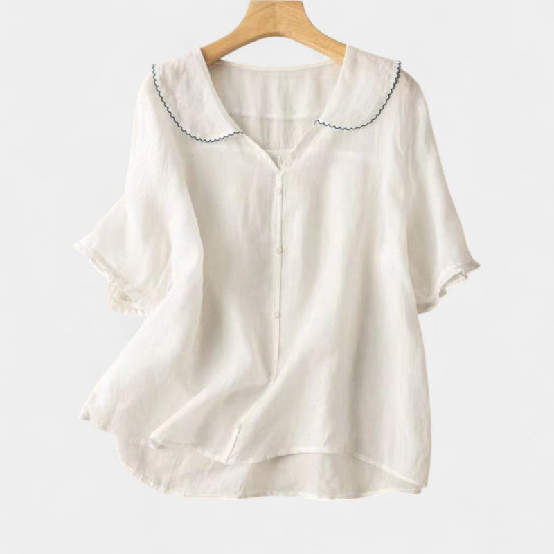 Gleame.-T-shirts & hemden-Gleame Tops - Casual top in effen kleuren van katoen