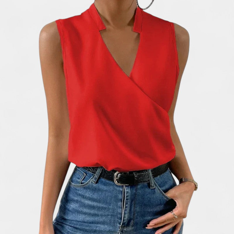 Gleame.-T-shirts &amp; hemden-Gleame Tops - Fashion V-neck mouwloze print blouses voor vrouwen