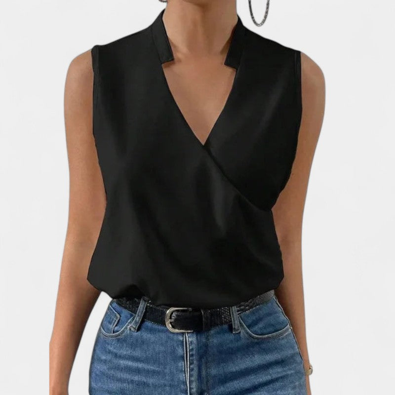 Gleame.-T-shirts &amp; hemden-Gleame Tops - Fashion V-neck mouwloze print blouses voor vrouwen