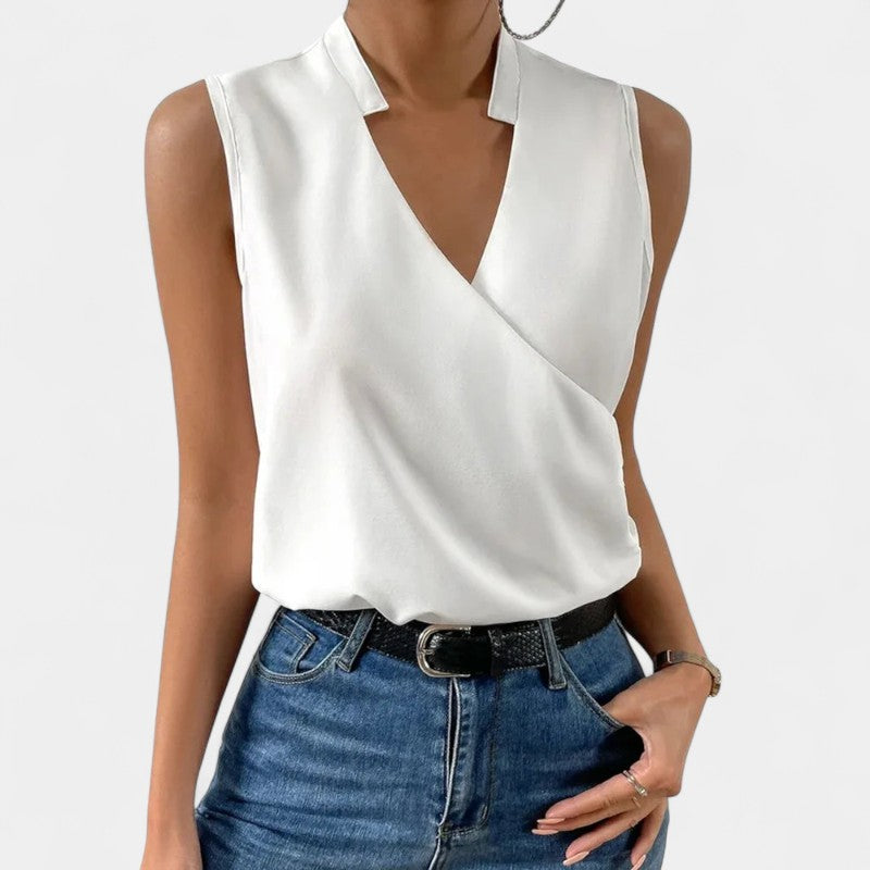 Gleame.-T-shirts &amp; hemden-Gleame Tops - Fashion V-neck mouwloze print blouses voor vrouwen